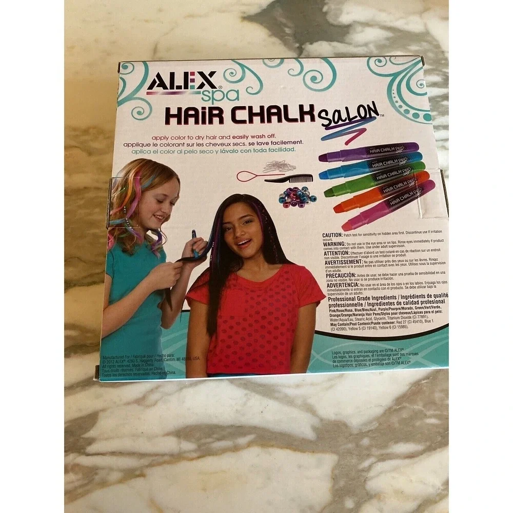 Alex Spa Hair Chalk Salon 738W Temporary Washable Color Pens Beads‎ Kit 56pc NEW